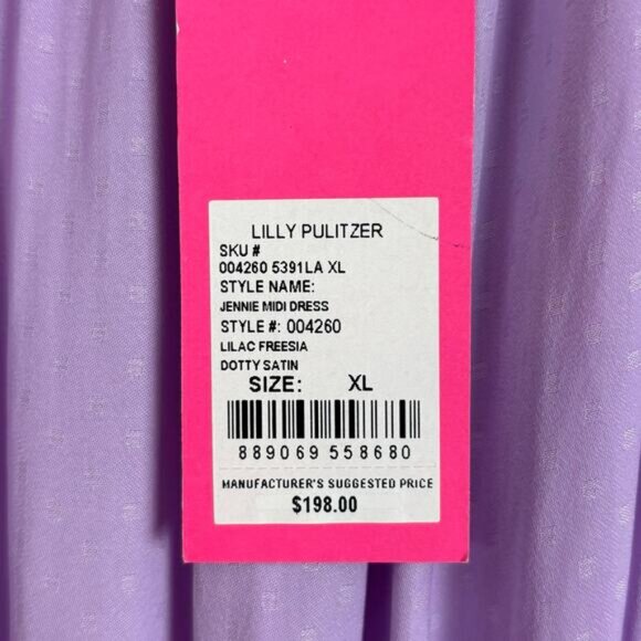 Lilly Pulitzer Jennie Midi Dress in Lilac Freesia Dotty Satin NWT Size XL - Picture 6 of 6